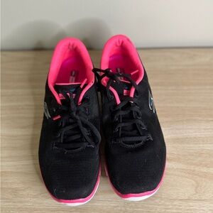 Skechers Black and Pink Sneakers with Cushioned Sole